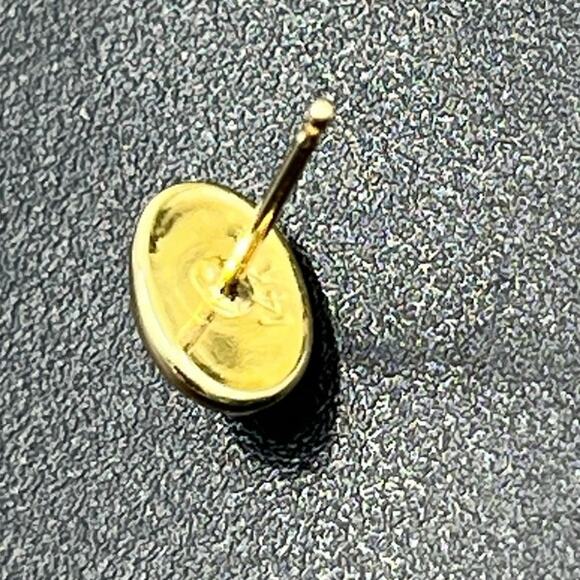 Designer Hallmarked 14K Yellow Gold Black Onyx Stud Earrings 7.5mm x 5mm Oval - Picture 10 of 12